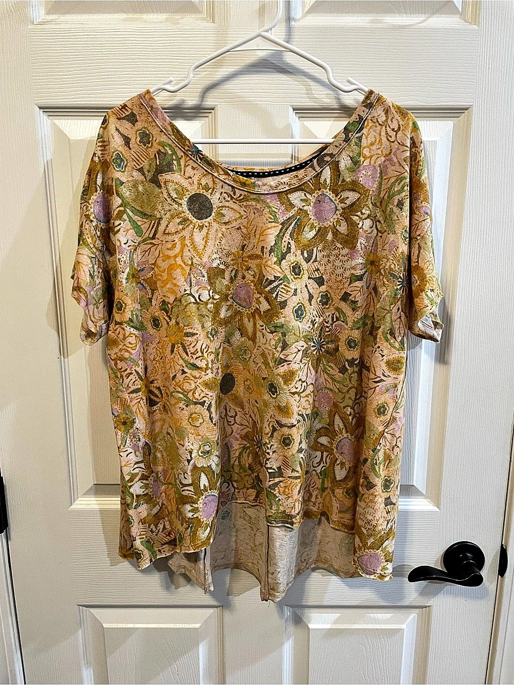 Pilcro Anthropologie Linen Floral Swing Tee Medium